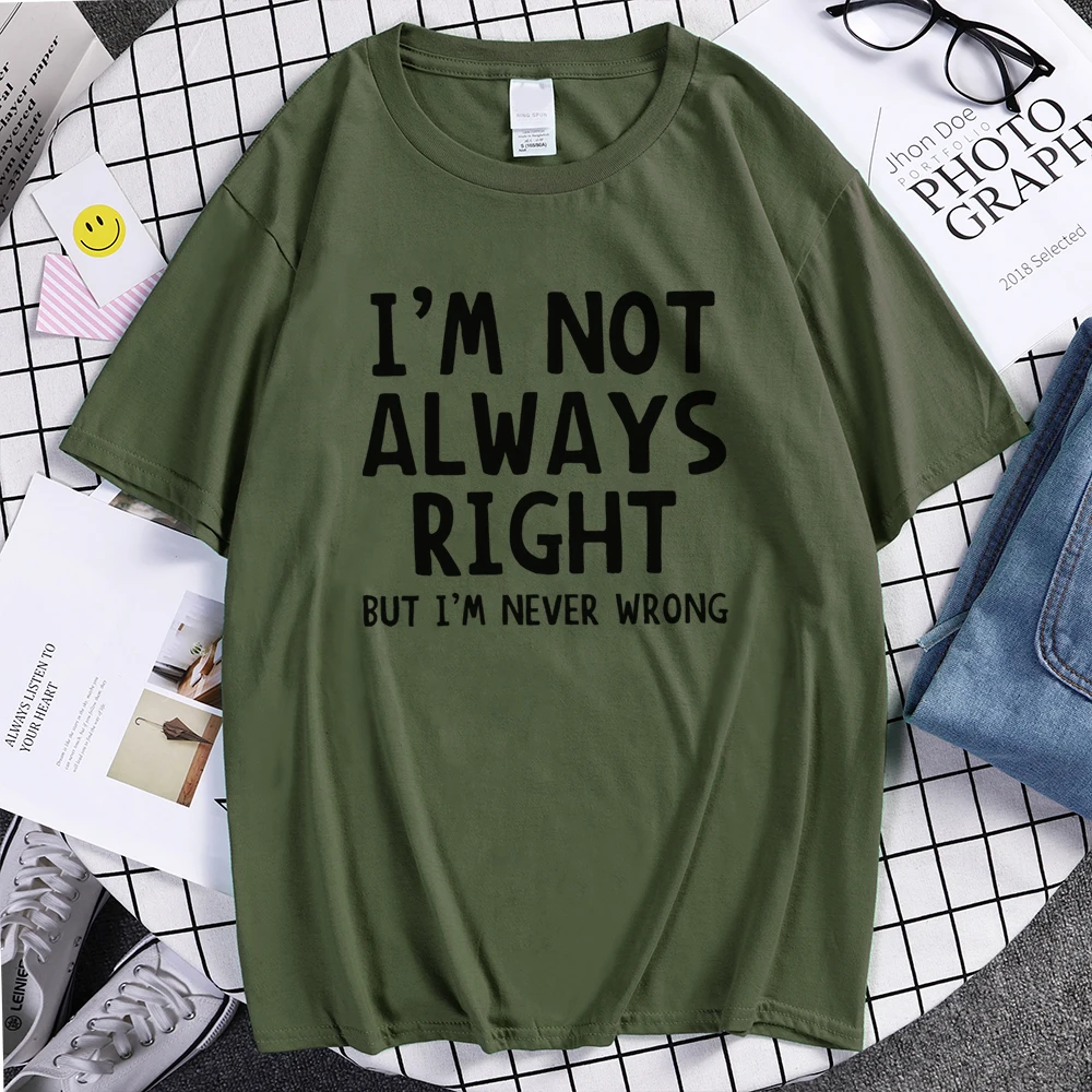 Мужская футболка с принтом I'm NOT ALWAYS RIGHT перекрещивающимся верхом из Джерси