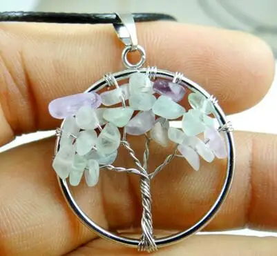 Натуральный камень подвеска в виде дерева мудрости 7 чакр кварцевый кристалл