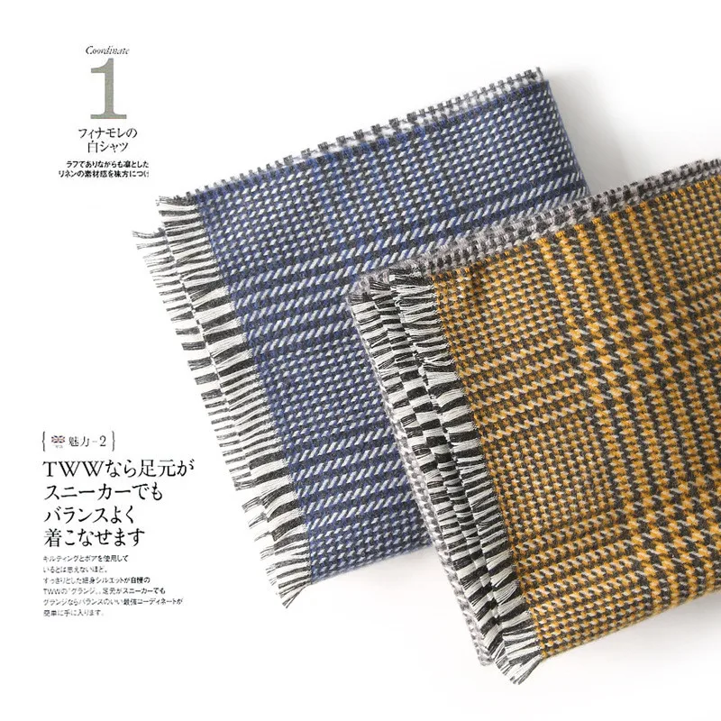

Luxury brand cashmere women plaid scarf winter warm knitting shawls and wraps pashmina long female foulard thicken blanket