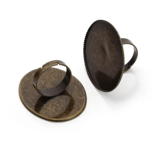 

Fit 30*40mm copper adjustable 10pcs Antique Bronze Plated Colors Oval Adjustable Ring Settings Blank/Base