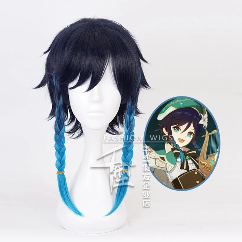 

Genshin Impact Venti Gradient Short Braided Cosplay Heat Resistant Synthetic Hair Halloween Carnival Party + Free Wig Cap