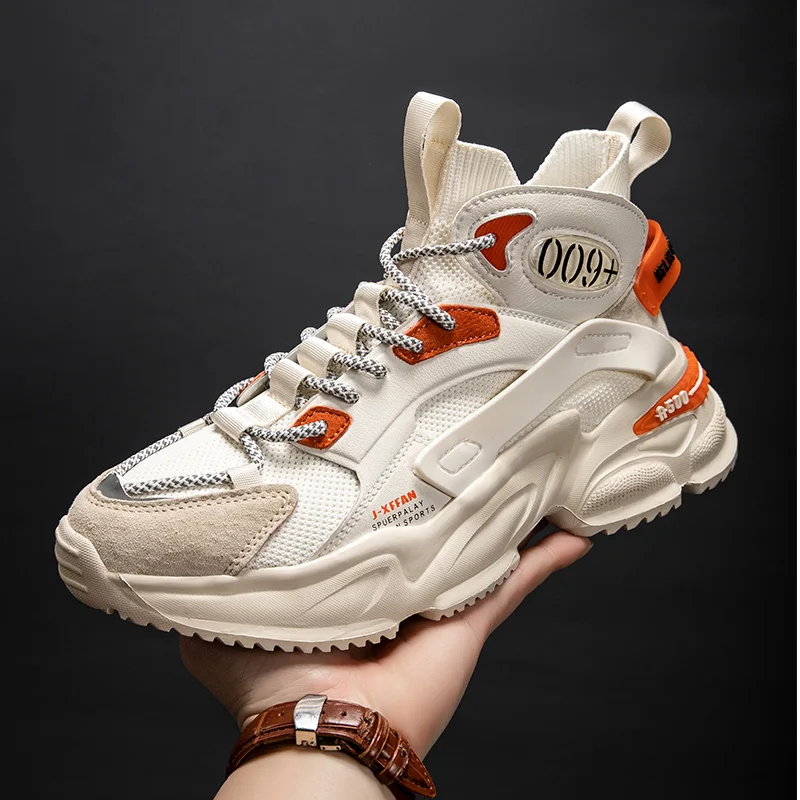 

2021 Men's Casual Shoes Lace-up Light Breathable Comfortable Sports Shoes Platform Hard-Wearing Damping Outdoor Running Shoes