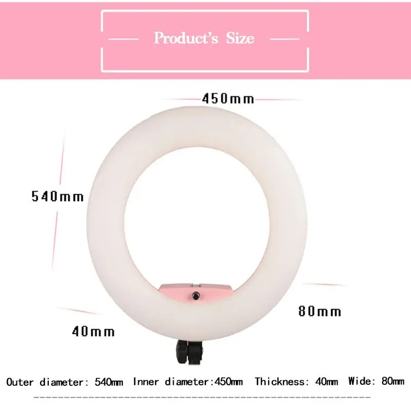 

Yidoblo Pink FE-480II Photo Studio Ring Light LED Lamp LCD Screen Display Photographic Continue Lighting 96W 5500K Make up Lamp