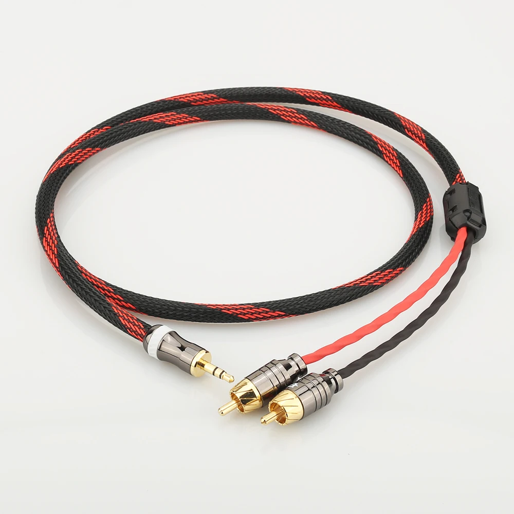 1 шт. Hifi Canare 3 5 мм позолоченный штекер на 2 RCA разъем аудиокабель ПК розетка высокое
