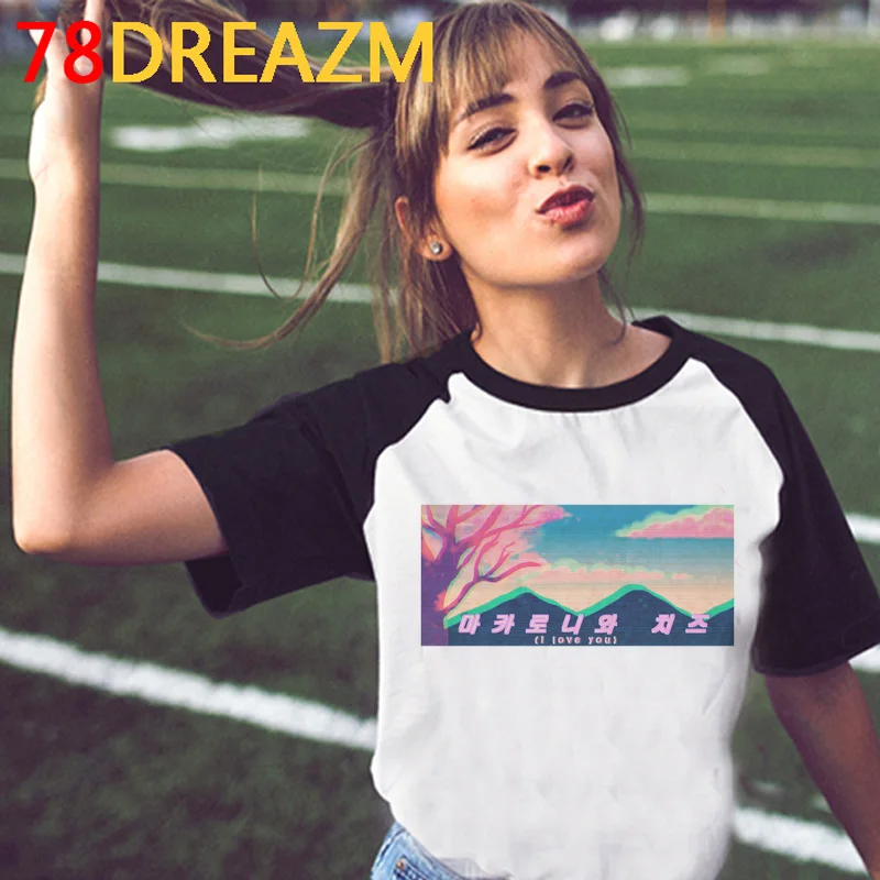Женская футболка Vaporwave Y2k летняя с рисунком для девочек Ulzzang корейский стиль в