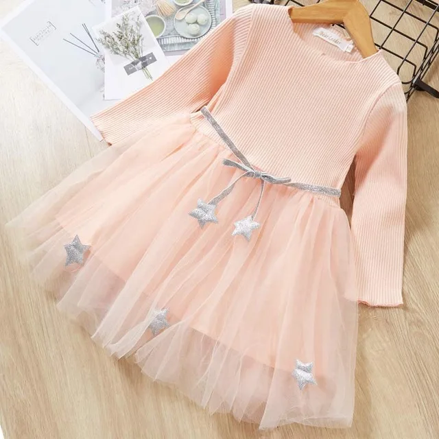 az1490 pink Новое платье для девочек; сезон осень-зима; милое Сетчатое платье принцессы с длинными рукавами для девочек; детское праздничное платье; 2 От 6 до 7 лет; одежда для детей - Цвет: az1490 pink