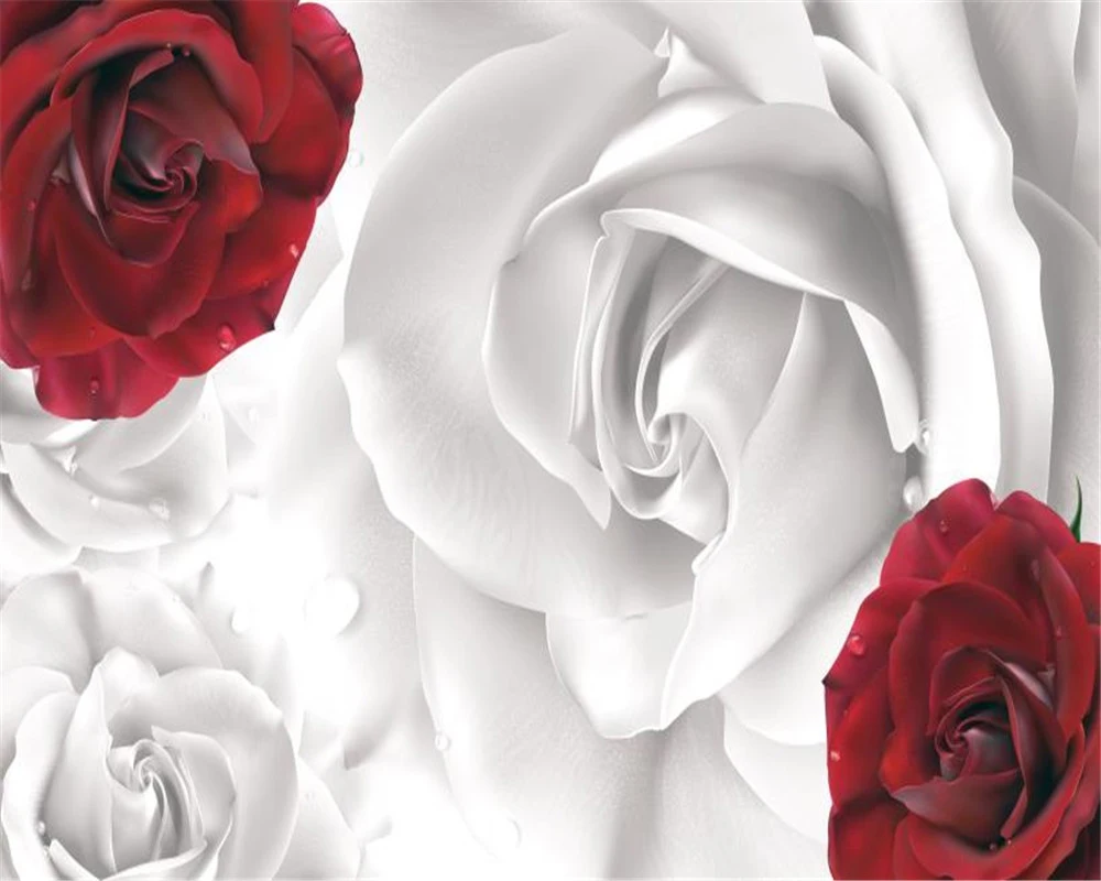 

Floral 3d Curtain Red White Rose Curtain Romantic Floral Modern Decoration 3d Window Curtains
