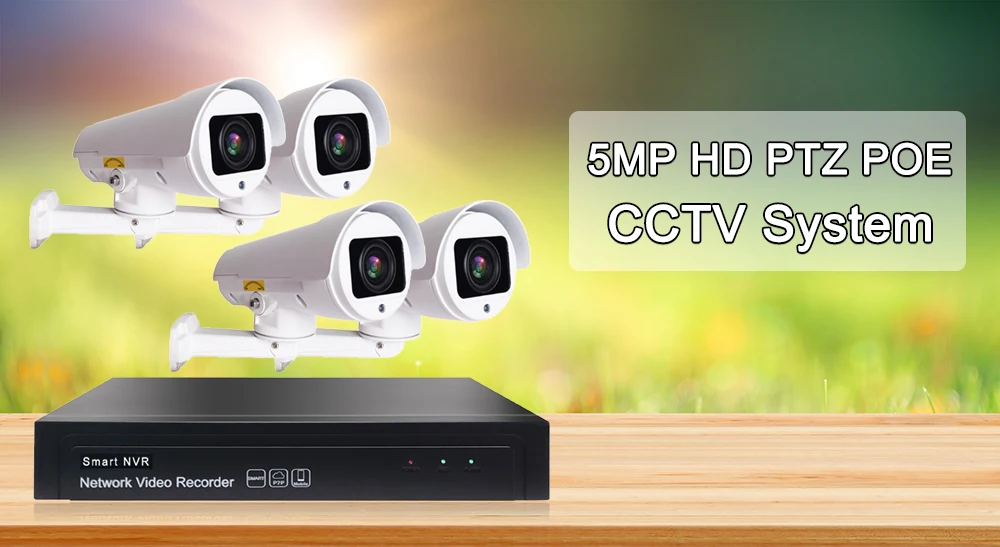H.265 PTZ 5MP POE 2CH 4CH NVR комплект системы видеонаблюдения ip-камера 2,8-12 мм 4X IP66 наружная защита от атмосферных воздействий 5.0MP видеонаблюдение
