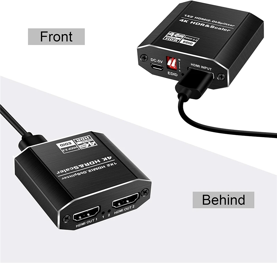 ProAV 4K UHD HDMI Splitter 2.0 1x2 HDMI 2.0 Splitter HDCP 2.2 HDR Splitter HDMI 2.0 4K HDMI2.0 Splitter For Blu-ray DVD PS3 PS4