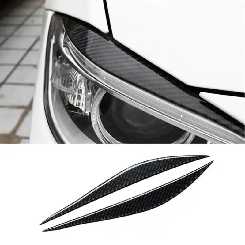 

2 Pcs Headlights Eyebrow Eyelids Carbon Fiber Trim Cover Sticker Performance Decor For BMW F30 2013-2019 E90 2003-2012 3 Series