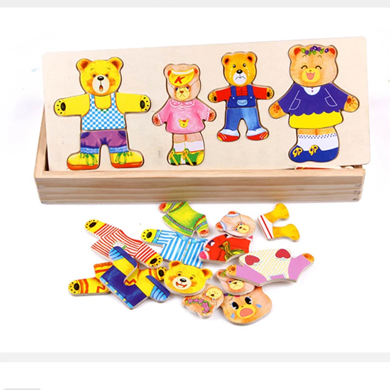 Детские игрушки трехмерные набор одежды с изображением деревянного медведя