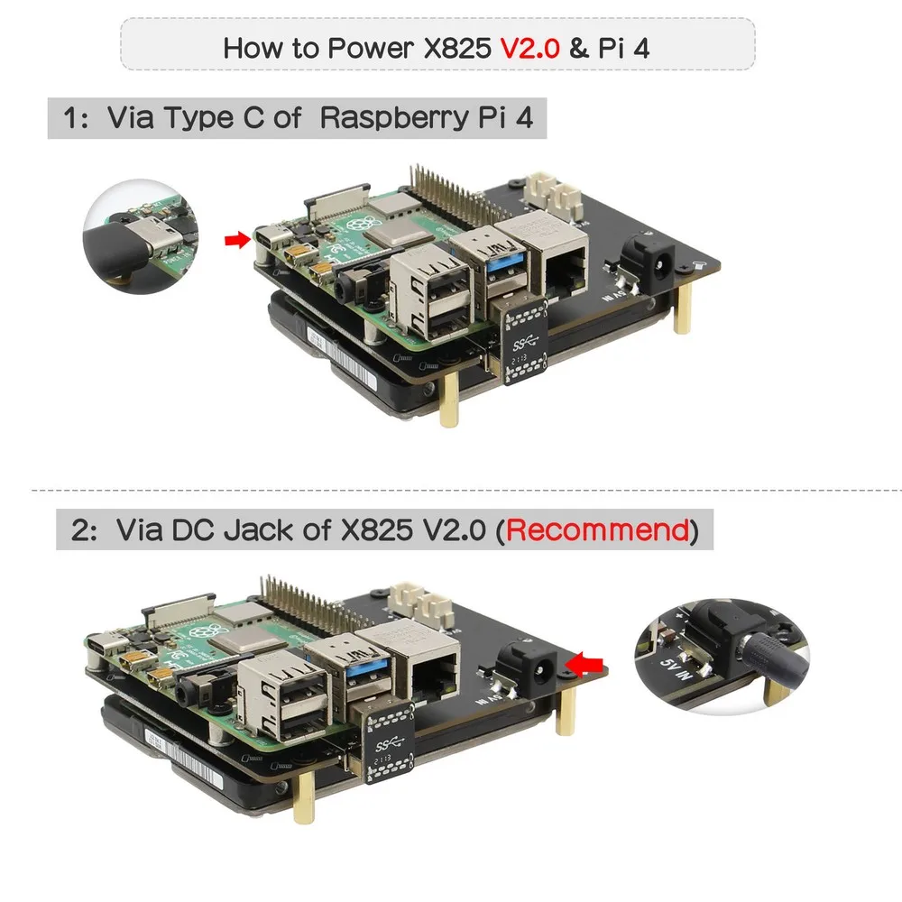 Raspberry Pi 2 5 дюйма SATA HDD/SSD щит X825 V2.0 Плата расширения хранилища для 4 Модель