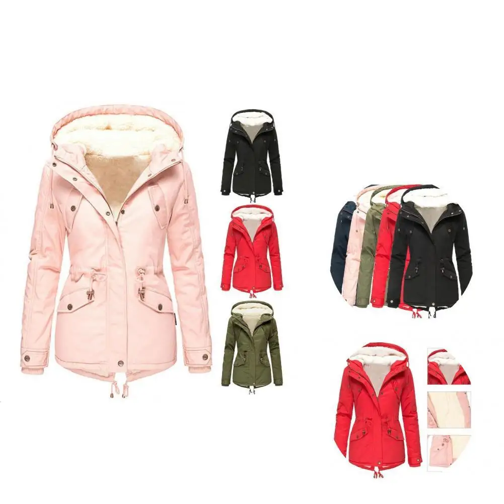 

Split Hem Great Button Decor Casual Coat Streetwear Winter Coat Hooded for Office