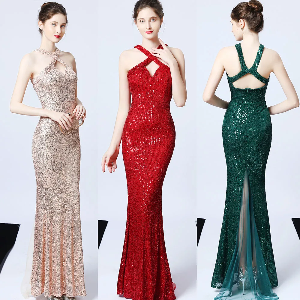 Сексуальное элегантное женское платье с открытой спиной золотого и серебряного