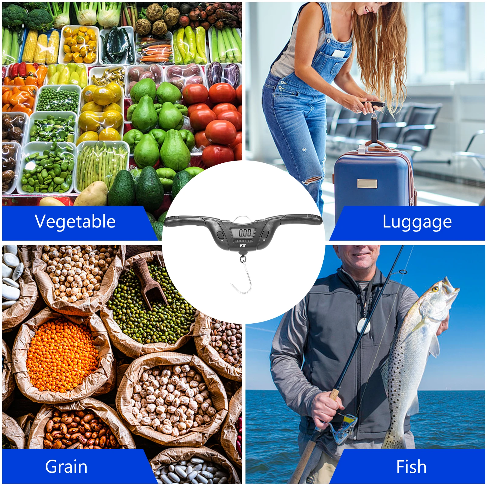 

Foldable Fish Scale 110LB/50KG Digital Hanging Fishing Scale with Backlit LCD Display