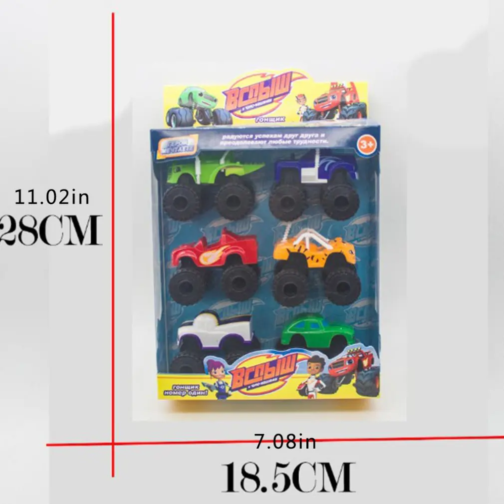 

6PCS/Lot Monster Machines Car Toys Russian Miracle Crusher Truck Vehicles Figure Blazed Toys For Children Birthday Gifts