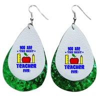 the best teacher ever faux leather earrings would be perfect as an appreciation gift for back to school craft