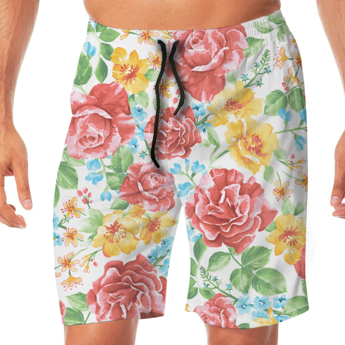 

Summer men's beach shorts Watercolor Floral Pattern shorts men's short trousers