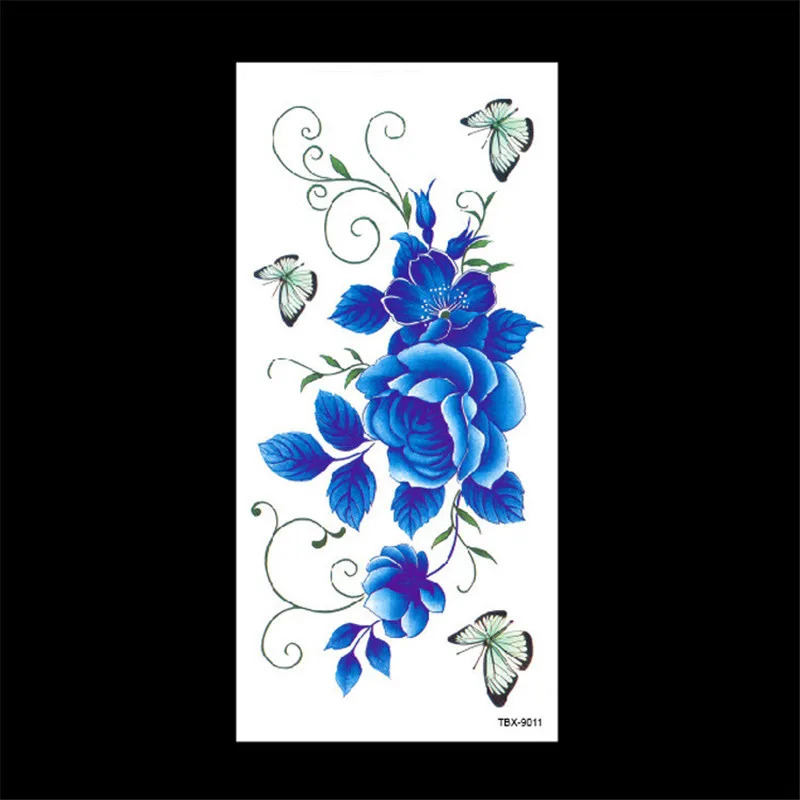 1 pcs Novelty Waterproof temporary tattoos stickers sexy romantic dark Purple Flower henna fake body art flash tattoo sleeve