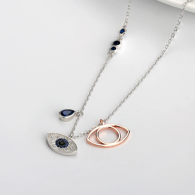 

Trend devil's eye necklace Austrian crystal eyes multi - layered pendant temperament clavicle chain4