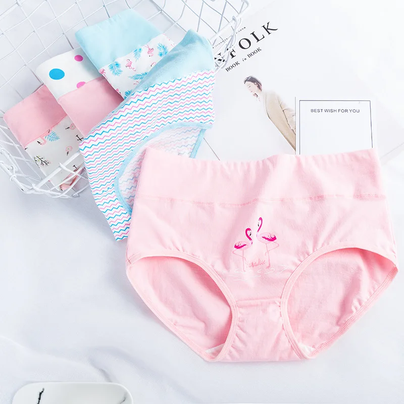 

5 шт./упаковка, женские хлопковые трусы с принтом фламинго