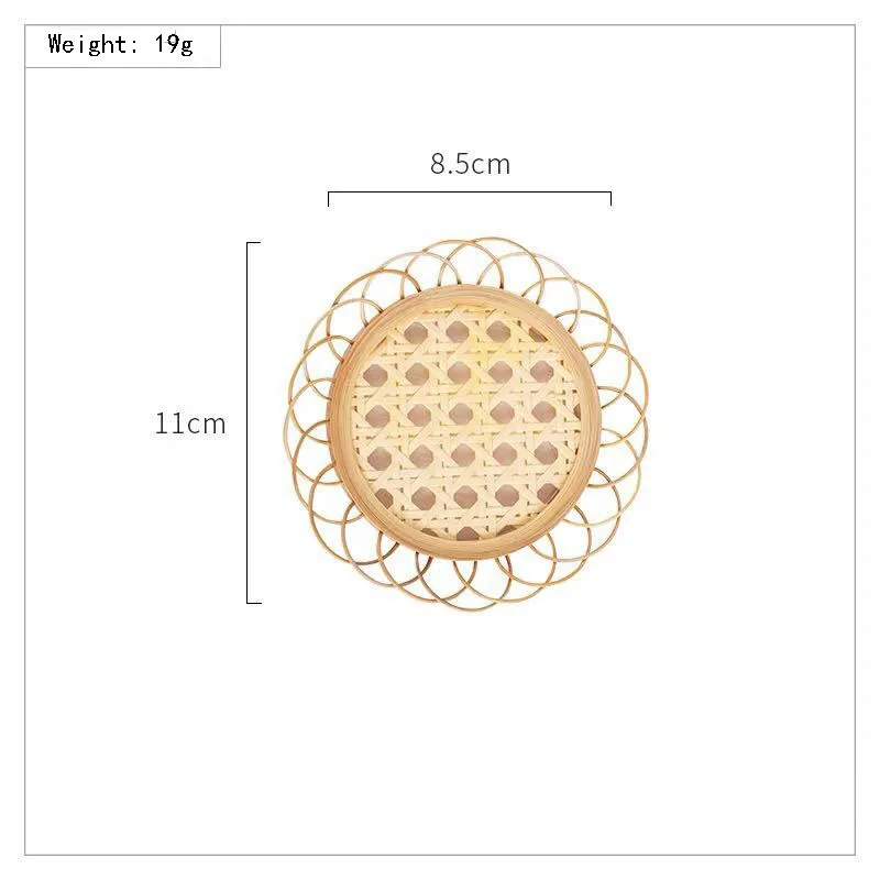

Nordic Handmade Bamboo Woven Coaster Coffee Shop Homestay Decoration Home Lace Cup Holder Table Decoration Accessories