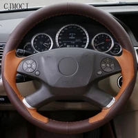 for mercedes benz e300l 2010 2013 diy hand stitched car steering wheel cover brown dark brown leather interior accessories