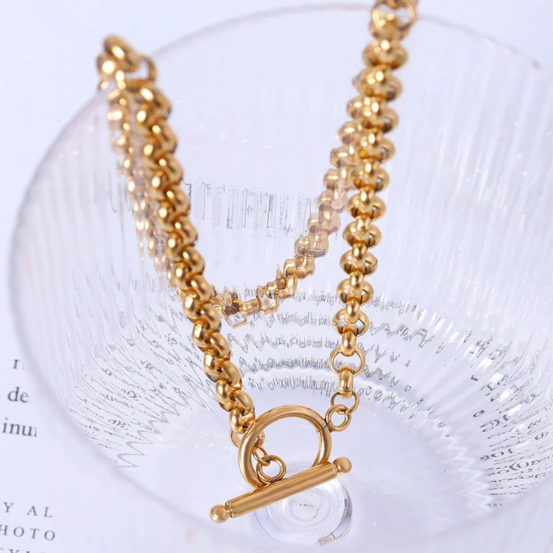 

Amaiyllis 18K Gold Fashion OT Buckle Clavicle Chain Necklace Hip Hop Thick Choker Chain Necklaces Jewelry For Female