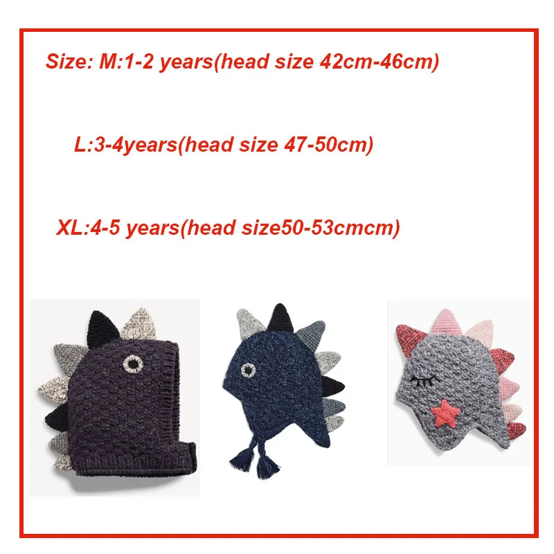 Knitted Cotton Hat for Newborn Baby Hat Dinosaur Boy Cap Toddler Girl Animal Style Warm Photography Bonnet Touca Chapeau Enfants