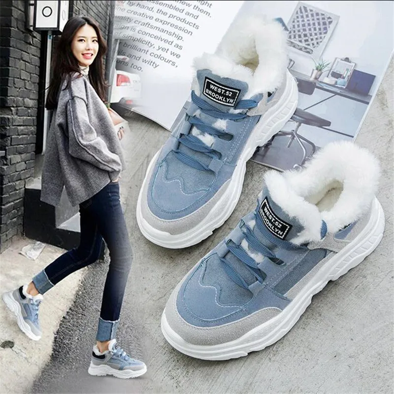 

2020 classic suede women winter sneakers warm fur plush Insole ankle boots women shoes hot lace-up shoes woman L541