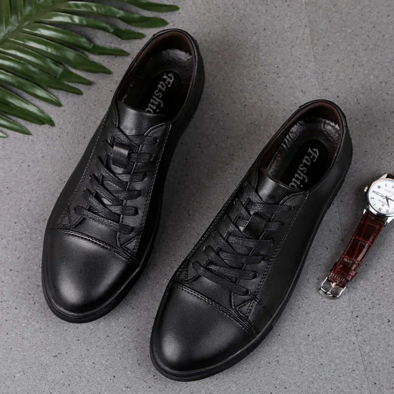 

Обувь из натуральной кожи, мужские кроссовки, черные и белые туфли, Мужская модная брендовая мужская повседневная обувь, обувь для улицы