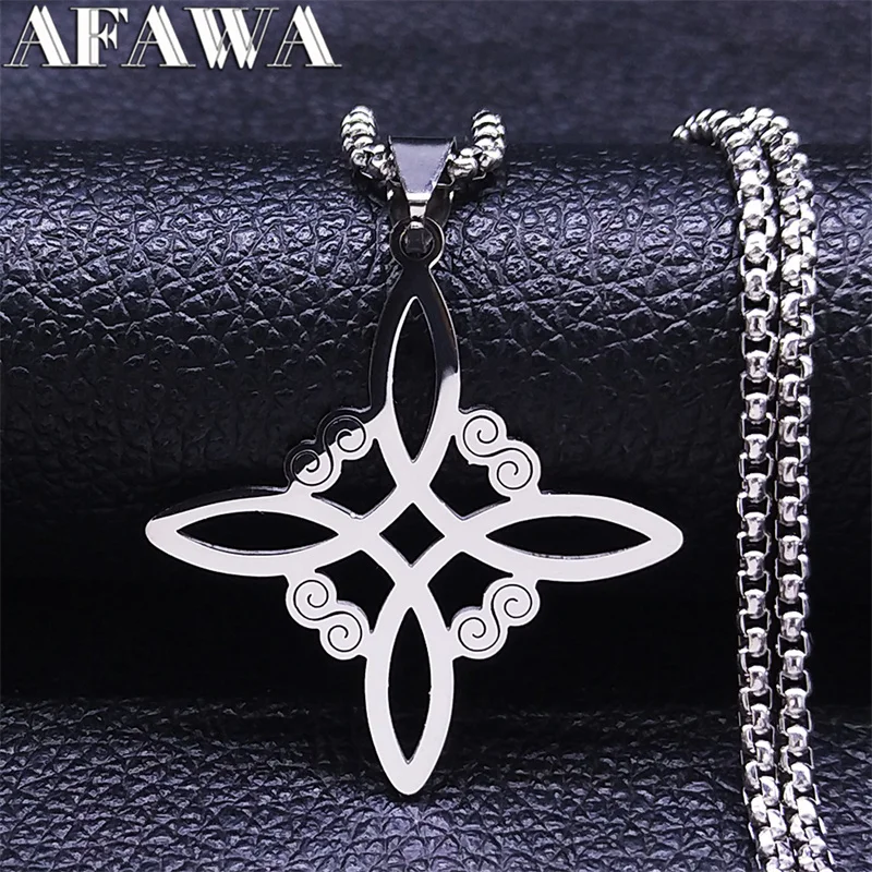 

Witchcraft Stainless Steel Witch's Irish Knot Necklace Chain Men/Women Silver Color Wicca Necklaces Witch Jewelry nudo de bruja