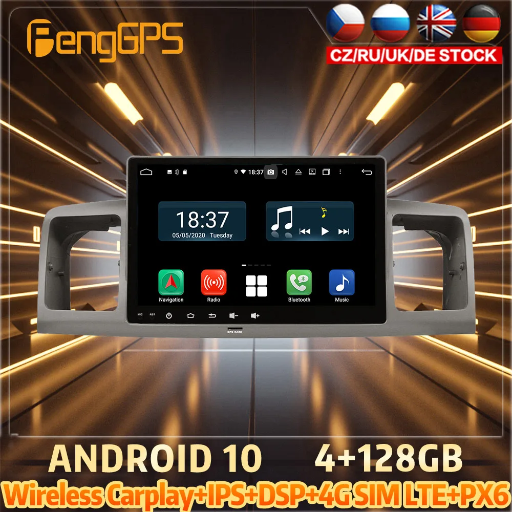128G Android 10 PX6 DSP для TOYOTA COROLLA 2001 2002 2006 автомобильный DVD GPS навигатор автомобильное