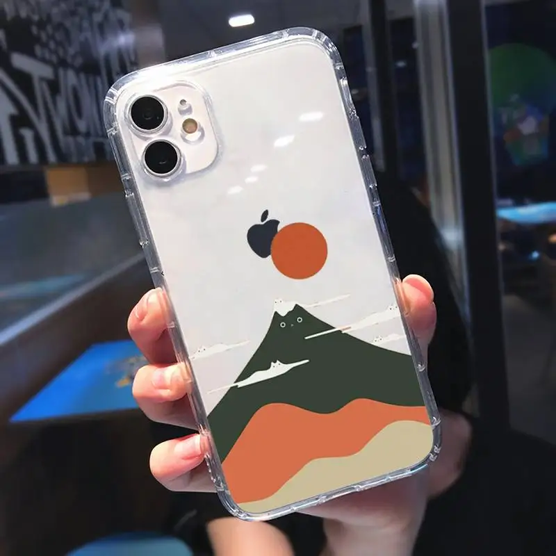 

Art Abstract Mount Fuji Japan landscape Phone Case Transparent soft For iphone 5 5s 6 6s 7 8 11 12 plus mini x xs xr pro max