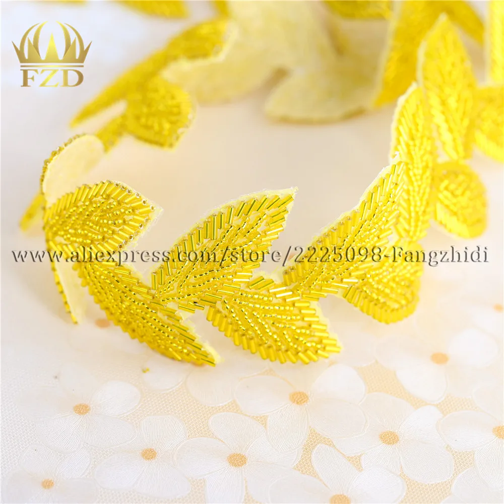 1 ярд лимонно-желтые и розовые золотые бусины горячей фиксации аппликация модное