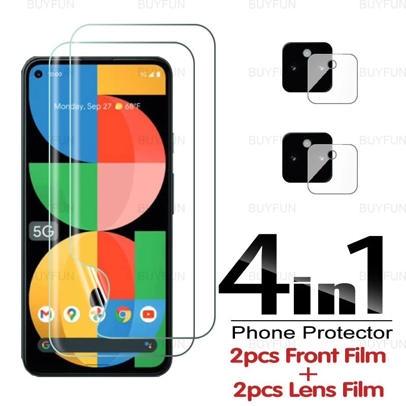 

4 в 1, защитная пленка для экрана Google Pixel 5a 5G, 6,43 дюйма, полноэкранная Передняя Гидрогелевая пленка для Google pixel 5a, 5 a, a5, фотопленка