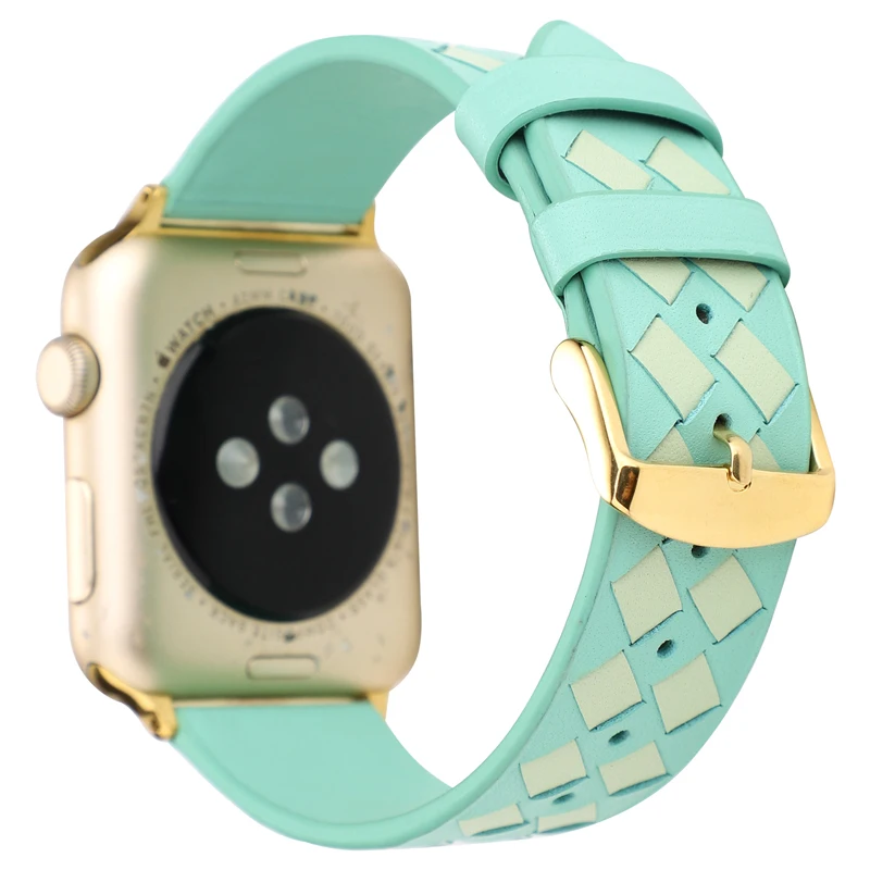 green Ремешок для Apple watch 44 мм 40 мм 42 мм 38 мм corra iwatch 4 5 3 2 высококачественный кожаный браслет аксессуары для Apple watch 4 5 - Цвет ремешка: green