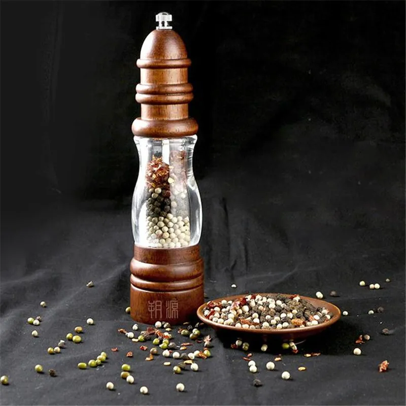 Pepper Mill Grinder Manual Salt Weed Grind Herb Dry Spice Wooden Transparent Mills Kitchen Tools | Дом и сад
