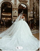 off the shoulder lace appliques wedding dresses cathedral train robe de mari%c3%a9e half sleeves black girls bridal gowns 2022