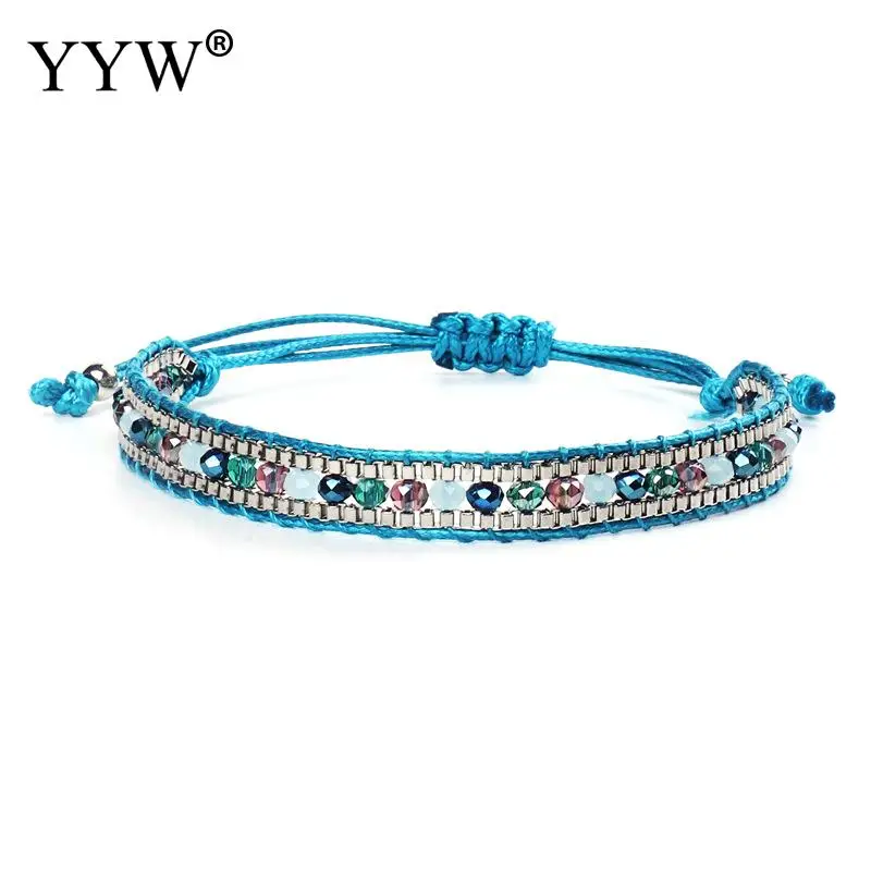 3 шт./компл. винтажный женский синий нейлоновый браслет с разноцветными бусинами