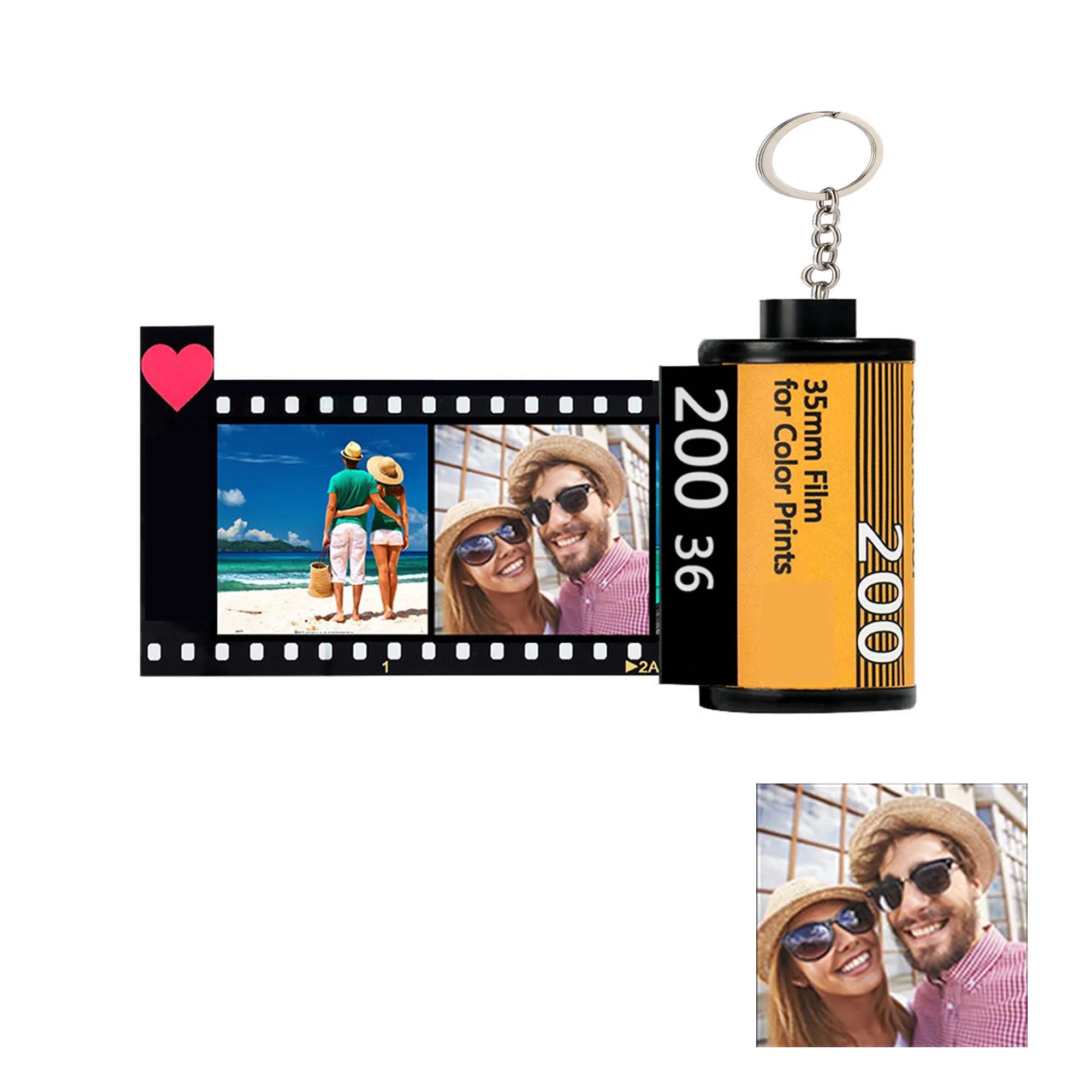 New Customized 10 Photos 2 Texts Memory Film Roll Keychain DIY Custom Album Keyring Personalized Wedding Anniversary Lovers Gift