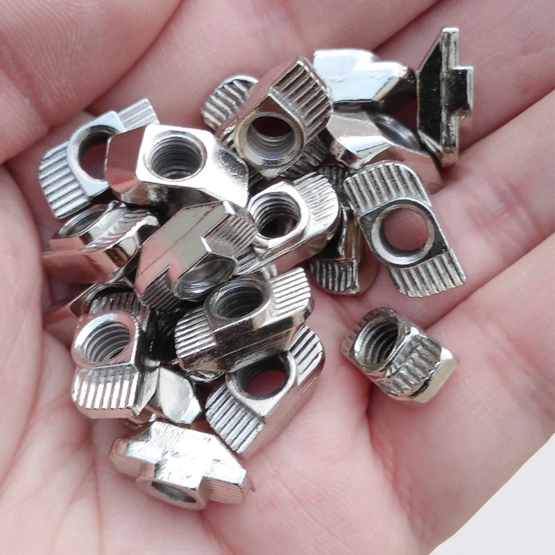

T Nut M3 M4 M5 M6 M8 Hammer Head T Nut Fasten Slot Nut Connector Nickel plated for 20 30 40 45 EU Aluminum Extrusion Profile