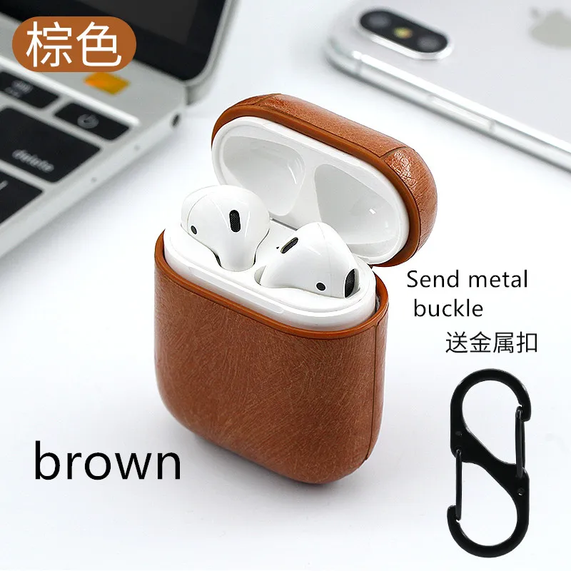 AirPods беспроводной однотонный кожаный чехол для гарнитуры iPhone AirPods1 поколение 2