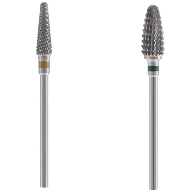 

2 Pcs Hard Electric Nail File Drill Bit, Coarse and Hard Nail Tungsten Steel Polishing Head Multi-Tooth, Yellow & Green