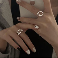 925 silver korean version personalized retro fashion hip hop style adjustable creative index finger ring women jewelry wholesale