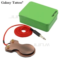 free shipping steel copper plating tattoo foot pedal switch silicone cord for power supply red with blue or green box
