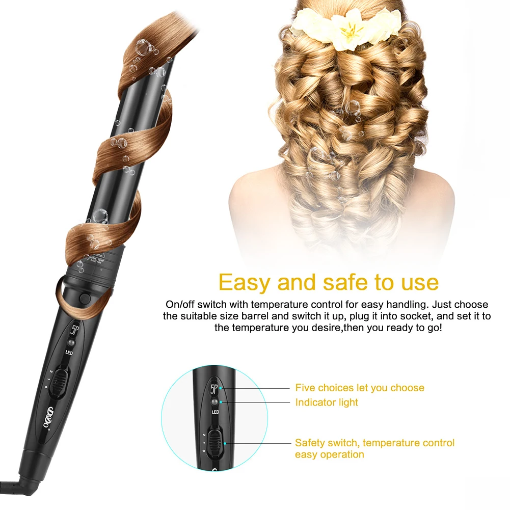 

5 in 1 Ceramic Curling Irons Multipurpose Dry/Wet Hair Curler Crimper Pro Practical Quick Heating Hair Curler Curly Hair Wands w