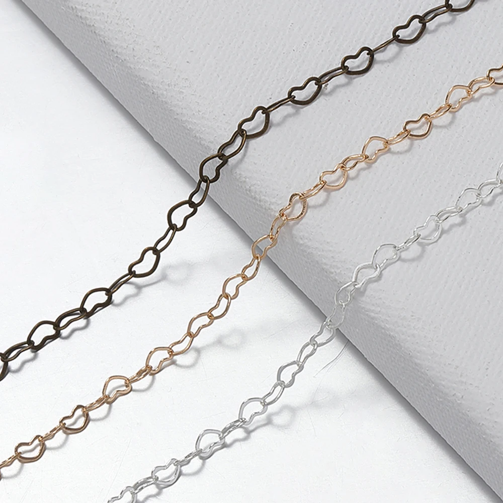 

1Meter Necklace Heart Star Chain Silver KC Gold Copper Link Chains Bracelet for Jewelry Making DIY Handmade Craft Wholesale