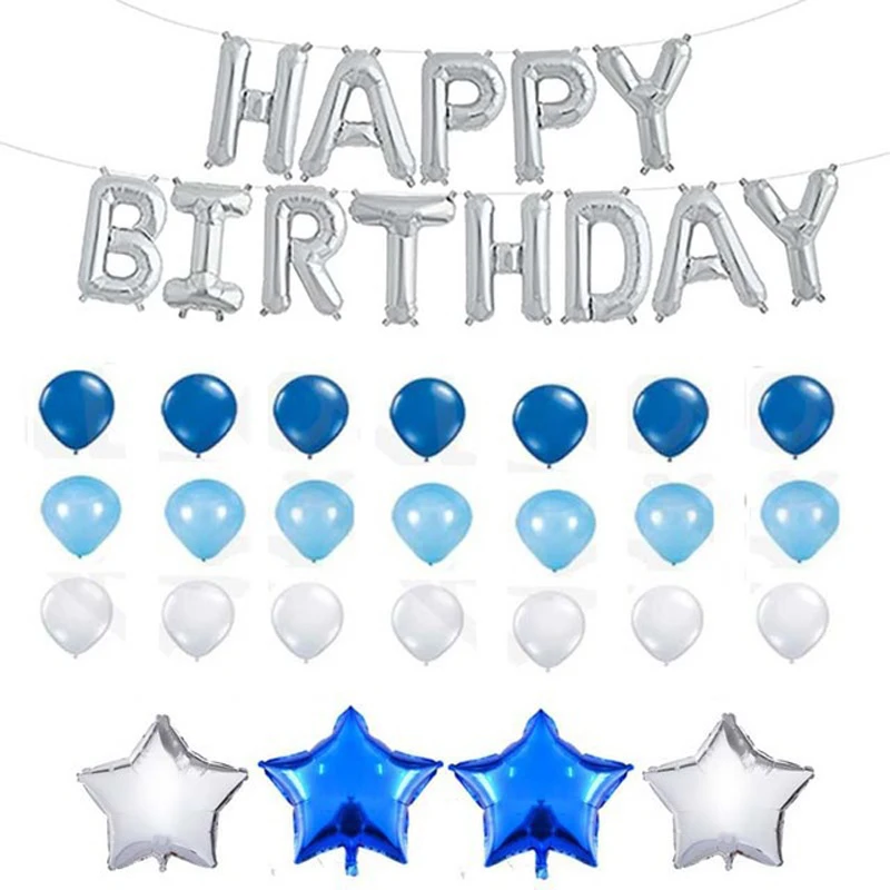 38 шт./лот День Рождения украшения набор Черное золото с днем рождения баннер