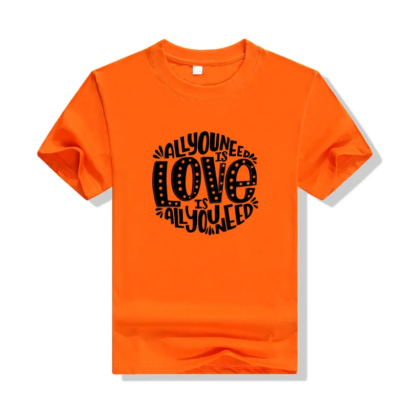 ALL YOU NEED IS LOVE Женские летние хлопковые футболки с буквенным принтом и коротким